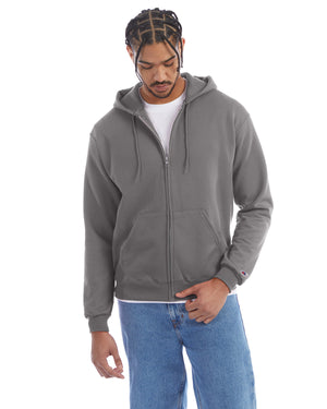 Adult Powerblend® Full-Zip Hooded Sweatshirt - Stone Gray