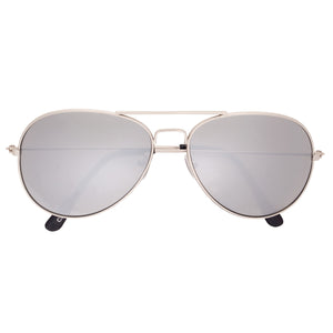 Color Mirrored Aviator Sunglasses - Silver With Silver