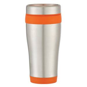 15 Oz. Stainless Steel Aspen Tumbler - Silver With Orange