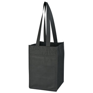 Non-Woven 4 Bottle Wine Tote - Black