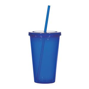 16 Oz. Newport Acrylic Tumbler With Straw - Translucent Blue