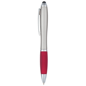 Satin Stylus Pen - Silver With Red