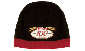 Cable Knit Contrast Beanie - Custom Embroidered - HP_4031 - Black with Red