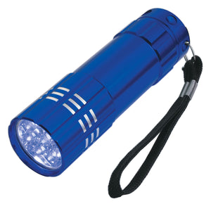 Aluminum Led Flashlight With Strap - Blue