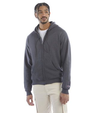 Adult Powerblend® Full-Zip Hooded Sweatshirt - Charcoal Heather