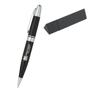 Elite Executive Pen In Case - Black With Silver