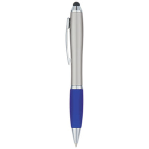 Satin Stylus Pen - Silver With Blue