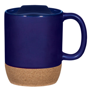 14 Oz. Cork Base Ceramic Mug - Cobalt Blue