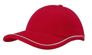 Red/White 6 Panel BHC Cap with Piping On Crown-Peak