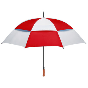 68" Arc Vented, Windproof Umbrella - White With Red