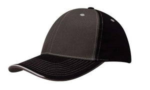 6 Panel BHC 2 Tone Cap with Sandwich Lip - Custom Embroidered - HP_4053 - Black with Charcoal and White