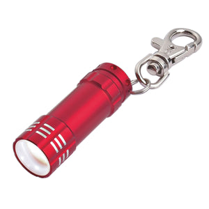 Mini Aluminum LED Flashlight With Key Clip - Red