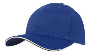 6 Panel Cap Breathable P-Twill with Sandwich - Custom Embroidered - HP_4009 - Royal with White