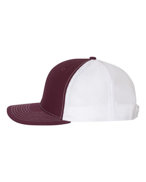 Richardson 112 Adjustable Snapback Trucker Cap - Maroon With White