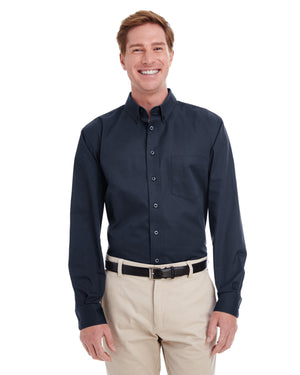 Harriton Men's  Tall Foundation Cotton Long-Sleeve Twill Shirt with Teflon™ - Front