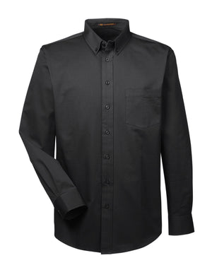 Harriton Men's  Tall Foundation Cotton Long-Sleeve Twill Shirt with Teflon™ - Black