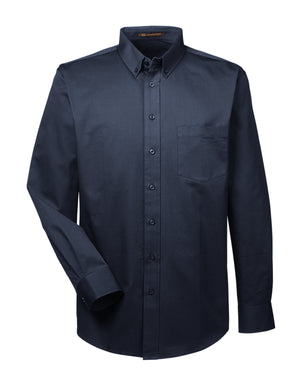 Harriton Men's  Tall Foundation Cotton Long-Sleeve Twill Shirt with Teflon™ - Dark Navy