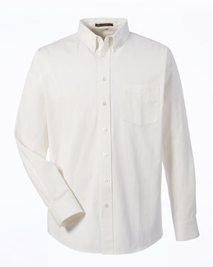 Harriton Men's  Tall Foundation Cotton Long-Sleeve Twill Shirt with Teflon™ - White