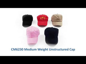 Unstructured 6 panel, pre-curved peak with self fabric Velcro closure. Branded promotional wear can serve as both a gift and a vehicle for advertising.