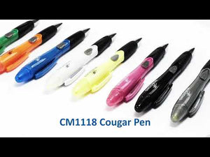 This pen is sure to be the highlight of your next promotion! The Cougar Slide-Action Promotional Pen features both a ballpoint tip and a highlighter end and is available in multiple colors. Ready to be imprinted with your name and logo.