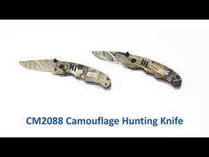 Your brand won't stay hidden with this camo hunting knife!  Laser engraved with your company name and logo, this hunting knife makes a great promotional gift! Perfect for pairing with other themed accessories including custom caps or beanies!