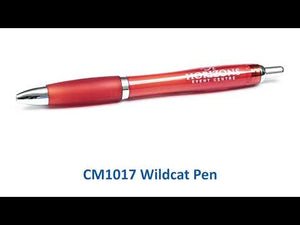 Metallic finish click-action ballpoint pen that features medium point nib with blue ink. Beautifully personalized with your company name and logo. 