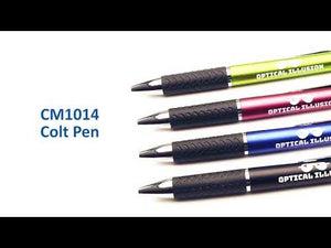 Plastic click-action pen with soft stylus on clip. Perfect accessory for touchscreens, PDAs, or tablets. Ready to be imprinted with your company name and logo.